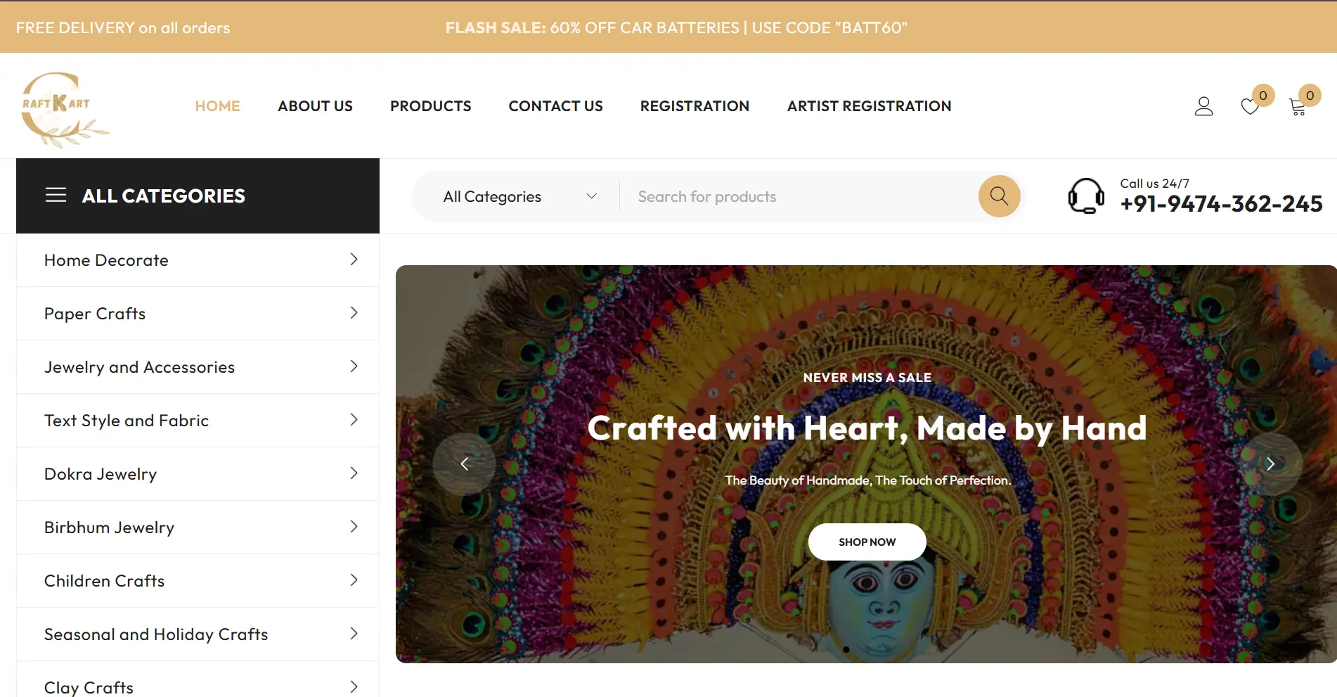 Handmade products e-commerce marketplace